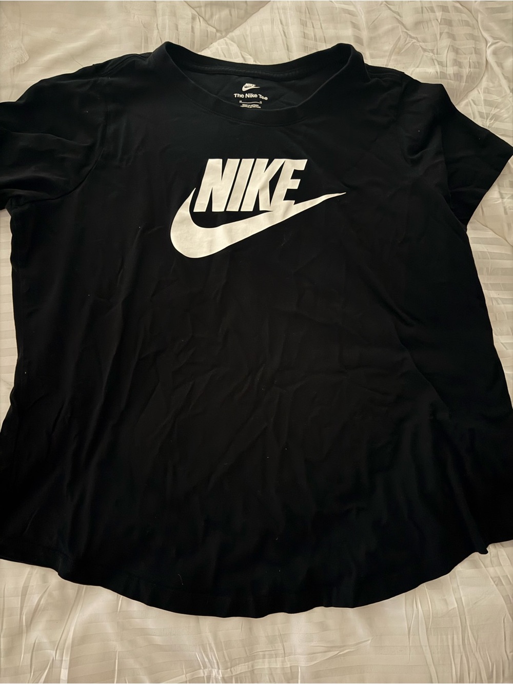 Nike Black Tee with White Swoosh Logo - Women's Short Sleeve